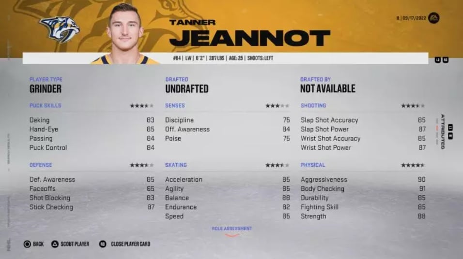 NHL 23 Tanner Jeannot