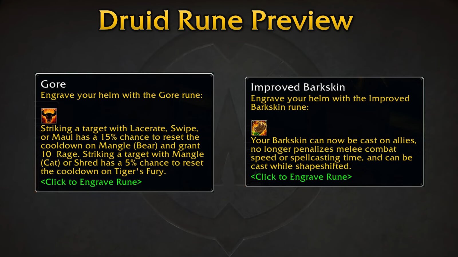 WoW SoD Phase 3 Improved Barkskin Rune