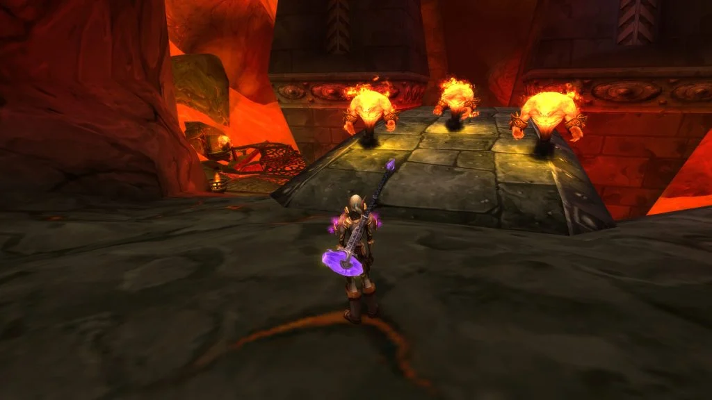 World of Warcraft - character fighting with Fire Elementals