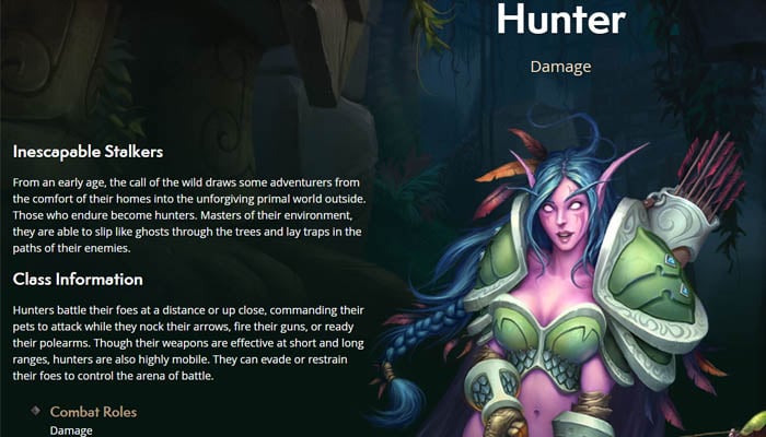 Hunter class in World of Warcraft official site