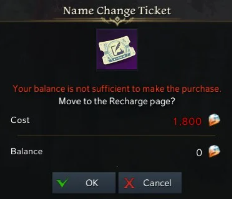 Name Change Ticket in Lost Ark