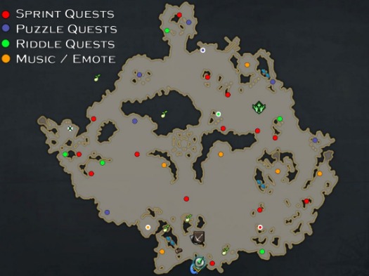 Location map of all additional quests
