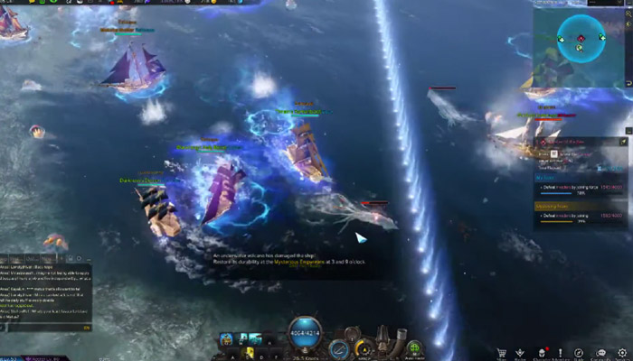 Several ships competing in the Master of the Sea activity in Lost Ark