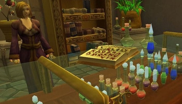 An NPC selling potions and tinctures for herbalism in WotLK WoW