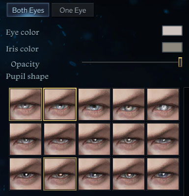 Character's eye color selection in Lost Ark
