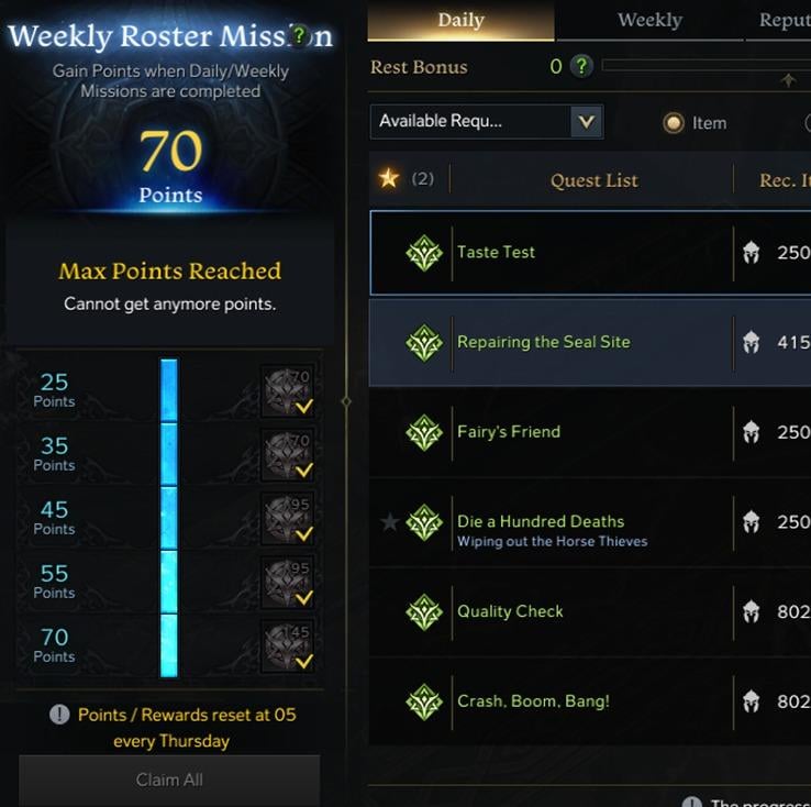 Lost Ark Weekly Roster Mission