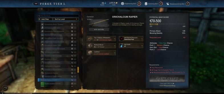 New World Weaponsmithing Forge Tier 3