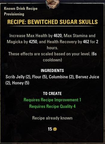 The Elder Scrolls Online Recipe: Bewitched Sugar Skulls