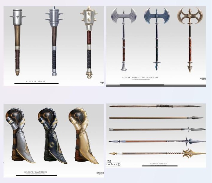Image showing some set of weapons available in New World Game