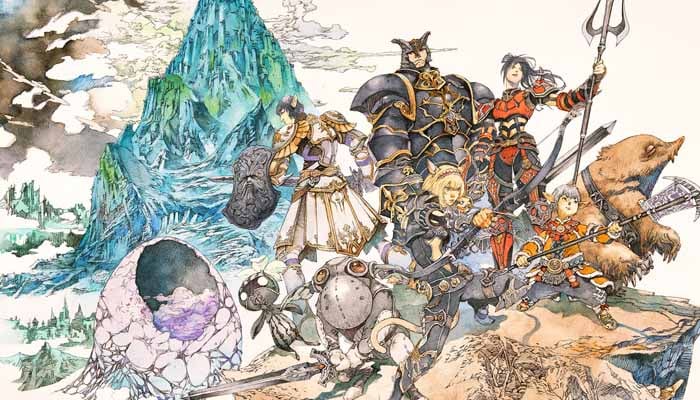 The main characters of FFXI standing in the top of a hill