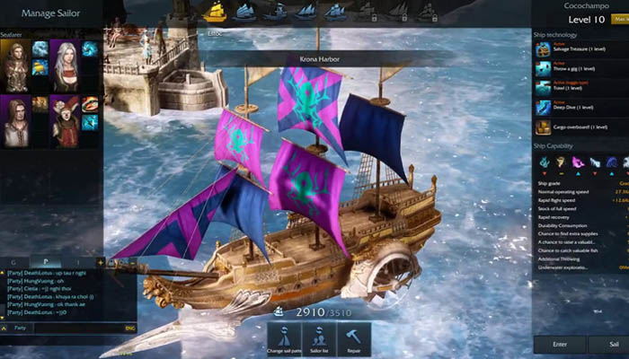 Ship upgrade menu in Lost Ark