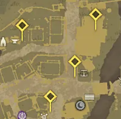 Yellow marks indicate more quests available