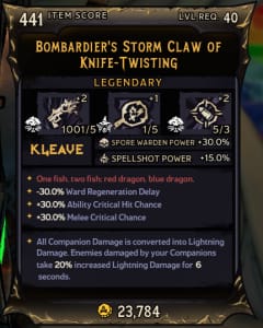 Bombardier's Storm Claw of Knife-Twisting (441)