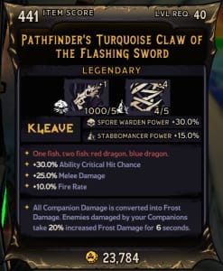 Pathfinder's Turquoise Claw of The Flashing Sword (441)