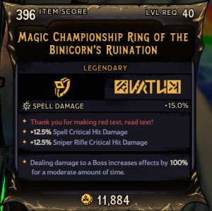 Magic Championship Ring of The Binicorn's Ruination (396)