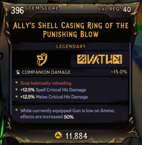 Ally's Shell Casing Ring of The Punishing Blow (396)