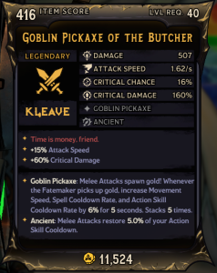 Goblin Pickaxe of The Butcher (416)