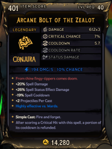 Arcane Bolt of Zealot (401)