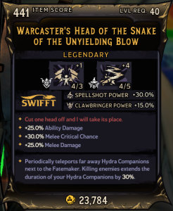 Warcaster's Head of The Snake of The Unyielding Blow (441)