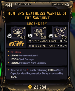 Hunter's Deathless Mantle of The Sanguine (441)