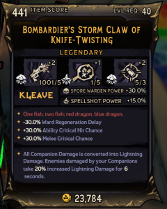 Bombardier's Storm Claw of Knife-Twisting (441)