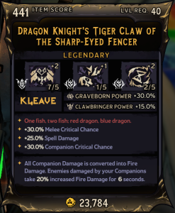 Dragon Knight's Tiger Claw of The Sharp-Eyed Fencer (441)