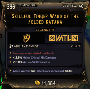 Skillful Finger Ward of The Folded Katana (396)