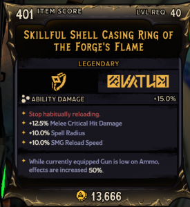 Skillful Shell Casing Ring of The Forge's Flame (401)