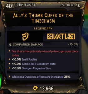 Ally's Thumb Cuffs of The Timechasm (401)
