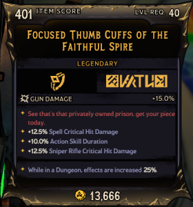 Focused Thumb Cuffs of The Faithful Spire (401)