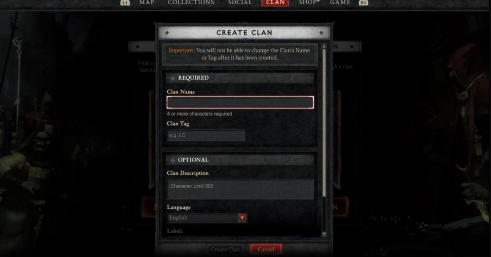 Diablo 4 Creating Clan