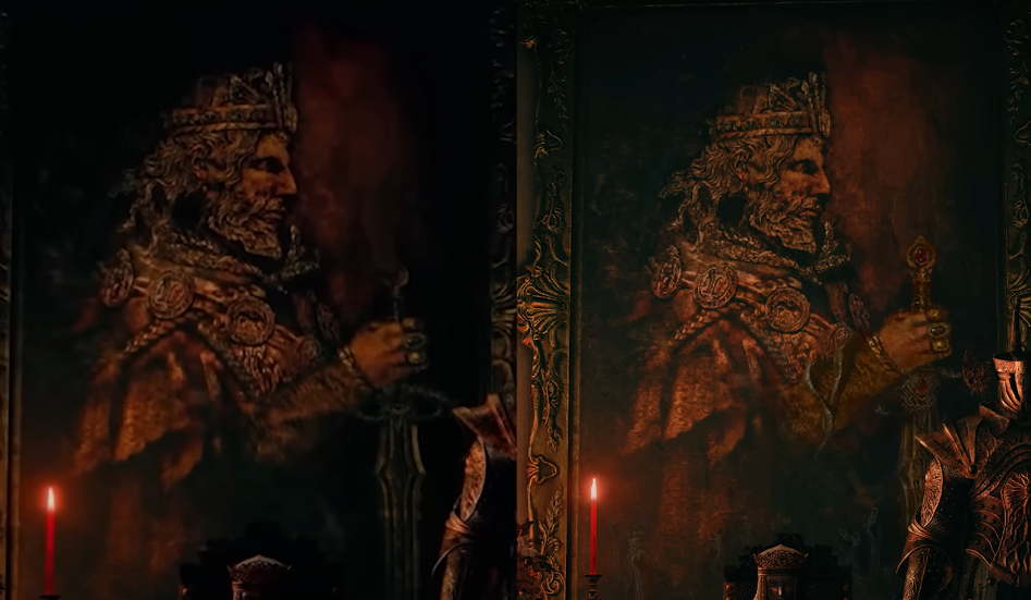 Painting’s Left Side in Elden Ring DLC resembles that of summer fest trailer Painting of King with snakes