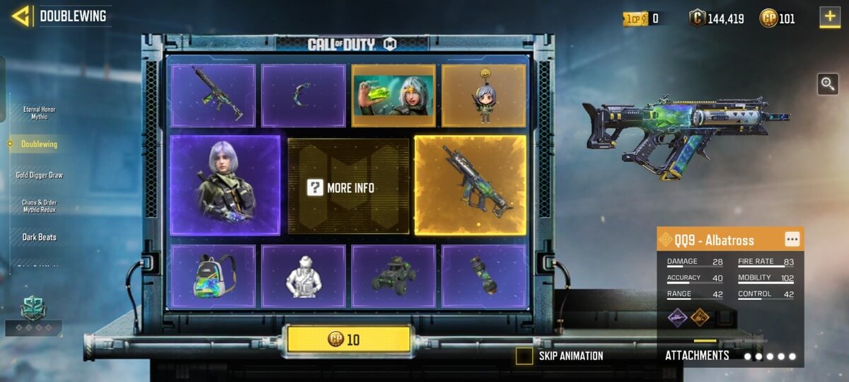 All 10 Items in Doublewing Lucky Draw in COD Mobile
