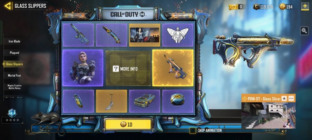 All Items in Glass Slipper Lucky Draw in COD Mobile