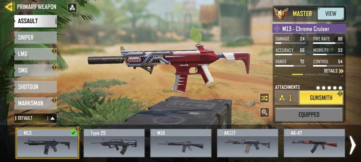 M13 Weapon with Stats in COD Mobile