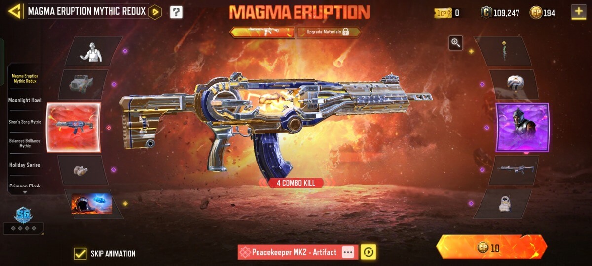 All items of Magma Eruption Mythic Redux Lucky Draw in COD Mobile
