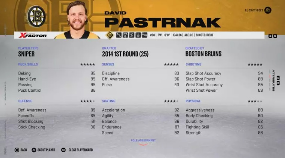 NHL 23 David Pastrnak