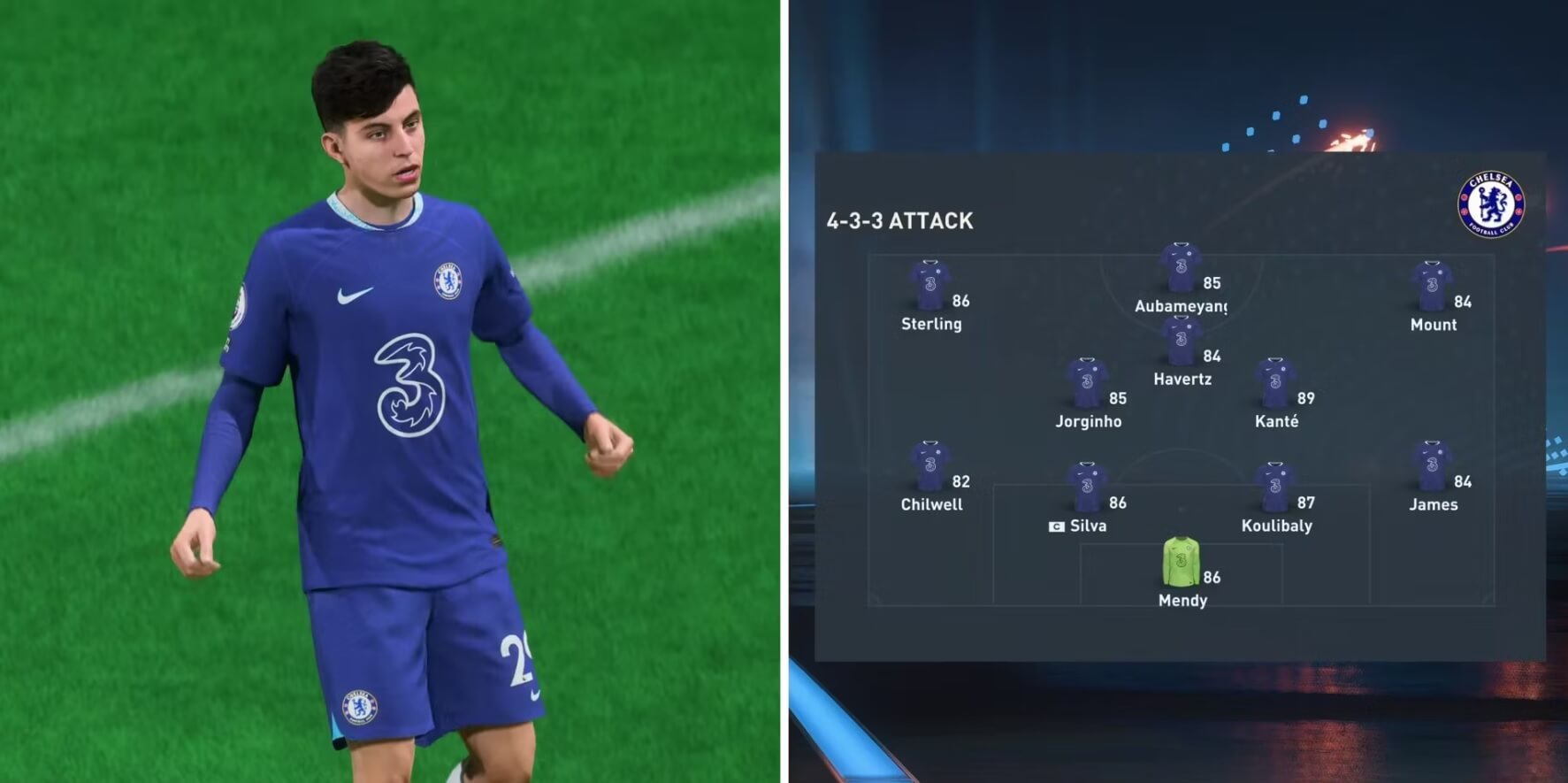Chelsea starting lineup in FIFA 23