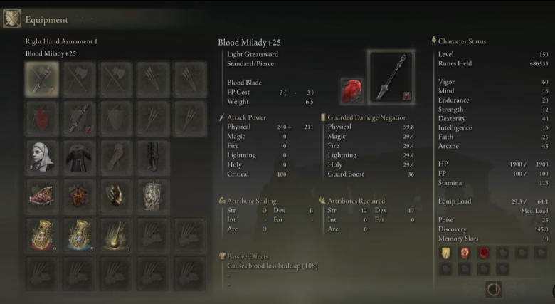 Setting Up the Elden Ring DLC Blood Milady Combo Build