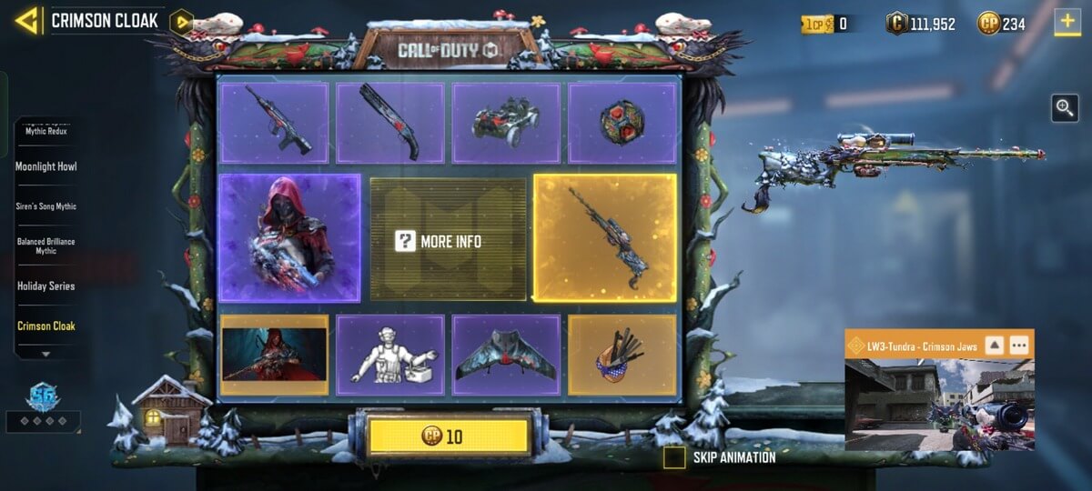 All Items in Crimson Cloak Lucky Draw COD Mobile
