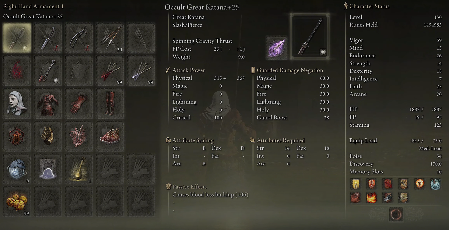 Weapons for Elden Ring DLC Katana Build - Undead Samurai