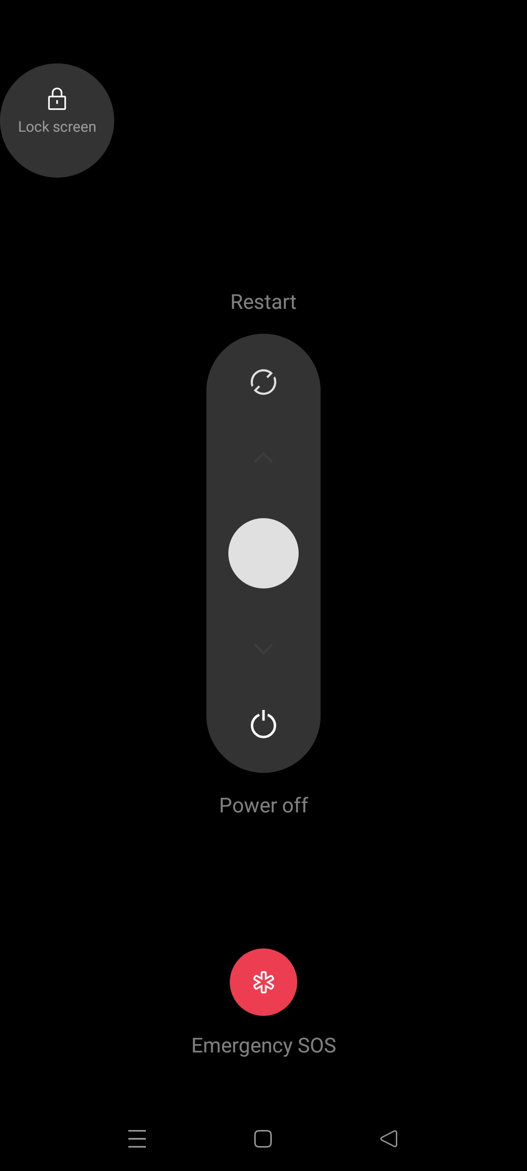 Power Button options screen in Android