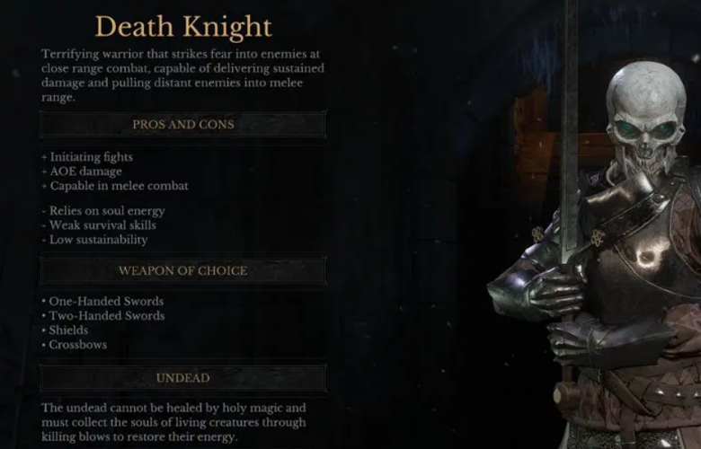 The Power and Abilites of the Death Knight in DungeonBorne