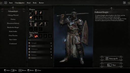 Best starting build for Hallowed Knight class in Lords of the Fallen (LotF)