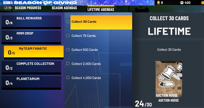 NBA 2K23 30 Cards to Unlock Auction House