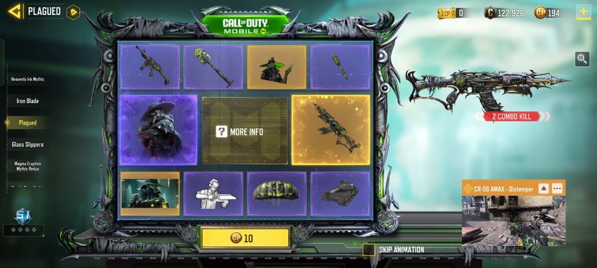 All 10 items in Plagued Lucky Draw COD Mobile