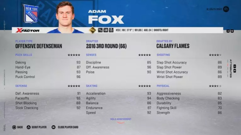 NHL 23 Adam Fox