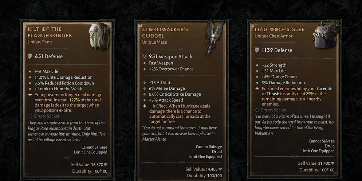 Diablo IV Legendary Items