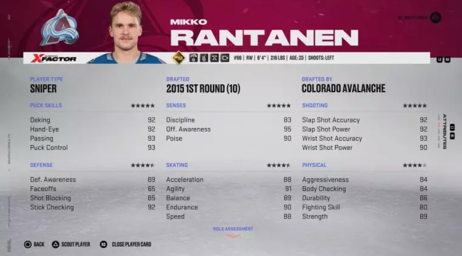 NHL 23 Miko Rantanen